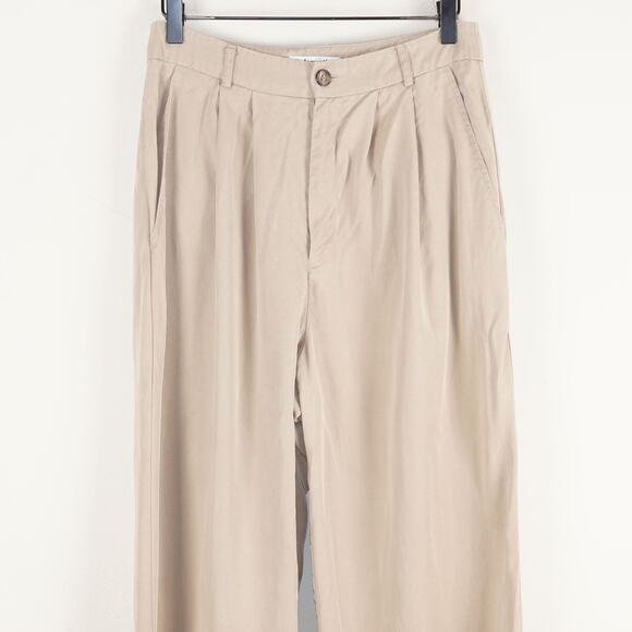 Reformation Tencel Mason Wide Leg Pleated Tan Camel Pants Womens Sz 8 - Picture 2 of 12